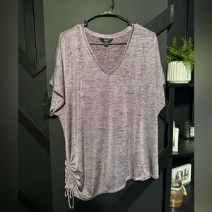 Simply Vera Shimmery Purple V-Neck Blouse Ruched Side Size XXL